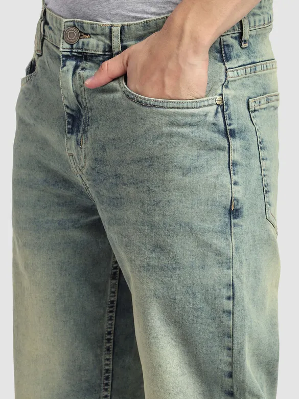 Blue Green Tinted Regular Fit Jeans