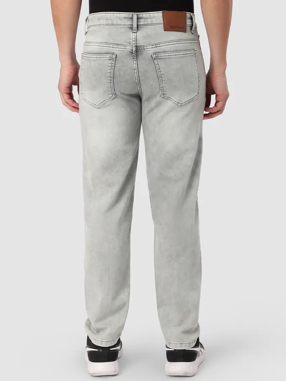 Light Grey Whisker Regular Fit Jeans
