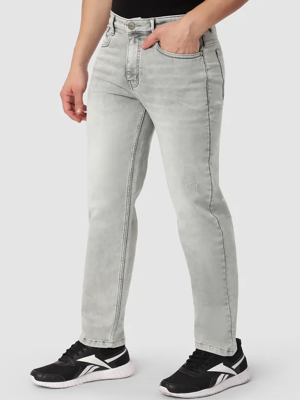 Light Grey Whisker Regular Fit Jeans