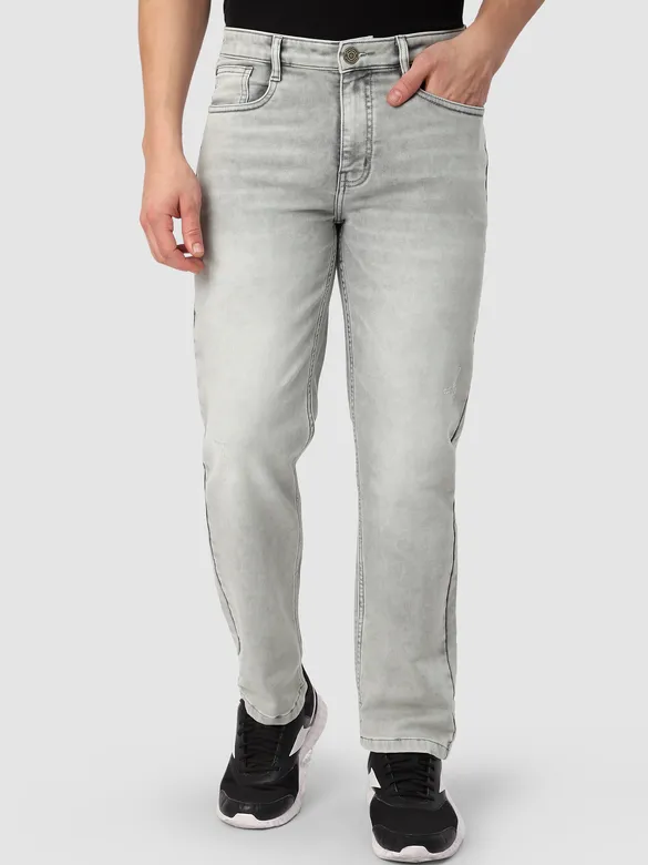 Light Grey Whisker Regular Fit Jeans