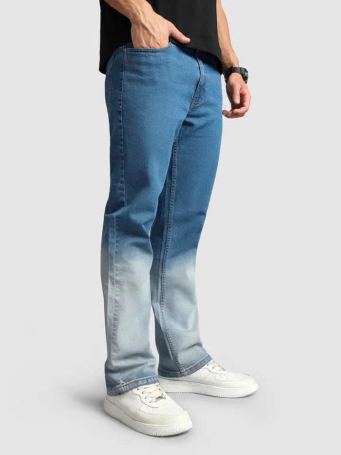 Mid Blue Ombre Bootcut Jeans