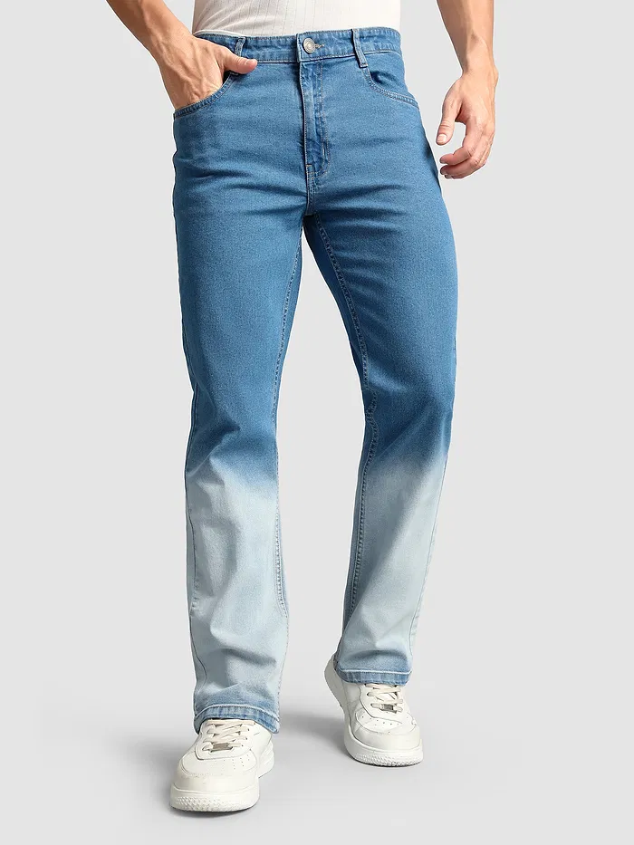 Mid Blue Ombre Bootcut Jeans