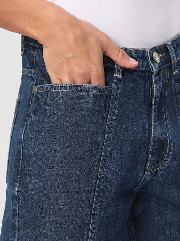 Navy Blue Cut and Sew Baggy Fit Jeans