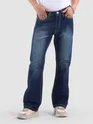 Dark Blue Saddle Stitch Bootcut Jeans