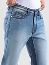 Soft Blue Saddle Stitch Bootcut Jeans