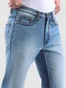 Soft Blue Saddle Stitch Bootcut Jeans