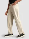Beige Over Dyed Baggy Fit Jeans
