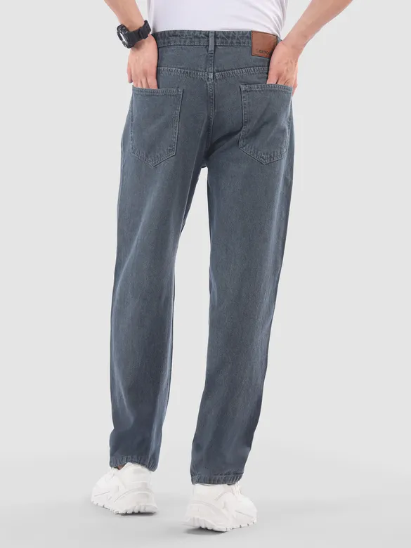 Grey Over Dyed Baggy Fit Jeans