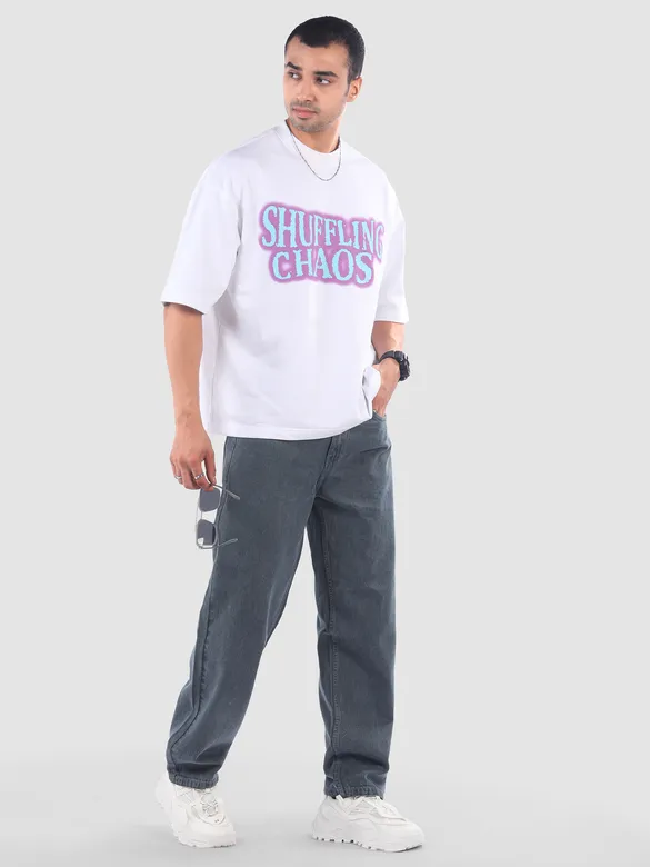 Grey Over Dyed Baggy Fit Jeans