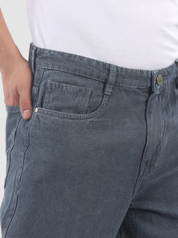 Grey Over Dyed Baggy Fit Jeans