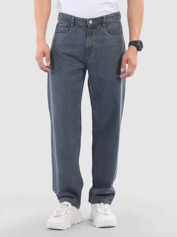Grey Over Dyed Baggy Fit Jeans