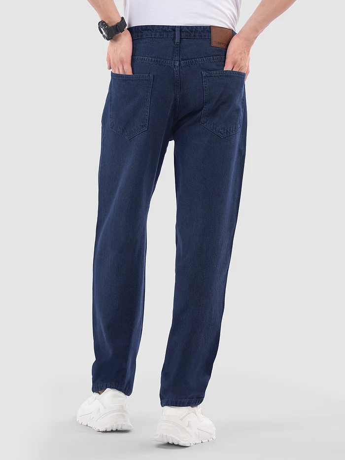 Indigo Blue Over Dyed Baggy Fit Jeans