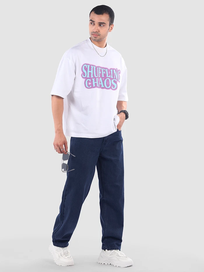 Indigo Blue Over Dyed Baggy Fit Jeans