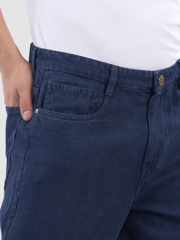 Indigo Blue Over Dyed Baggy Fit Jeans