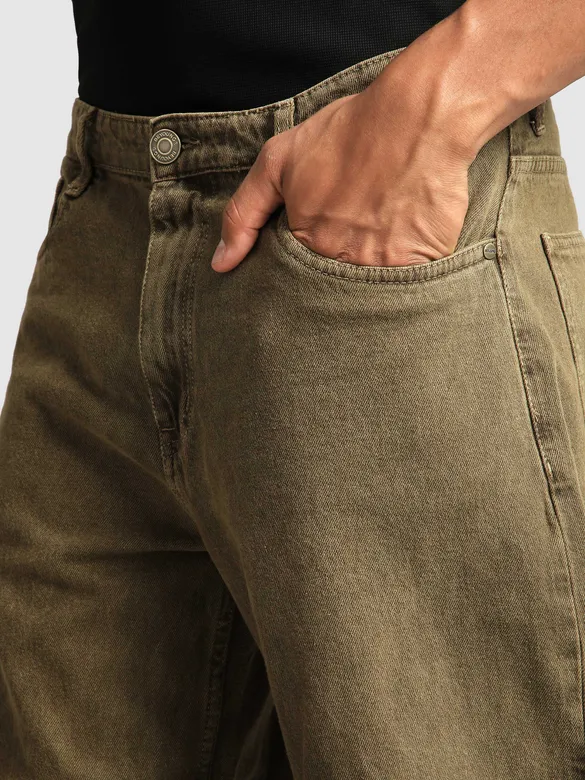 Tinted Brown Over Dyed Baggy Fit Jeans