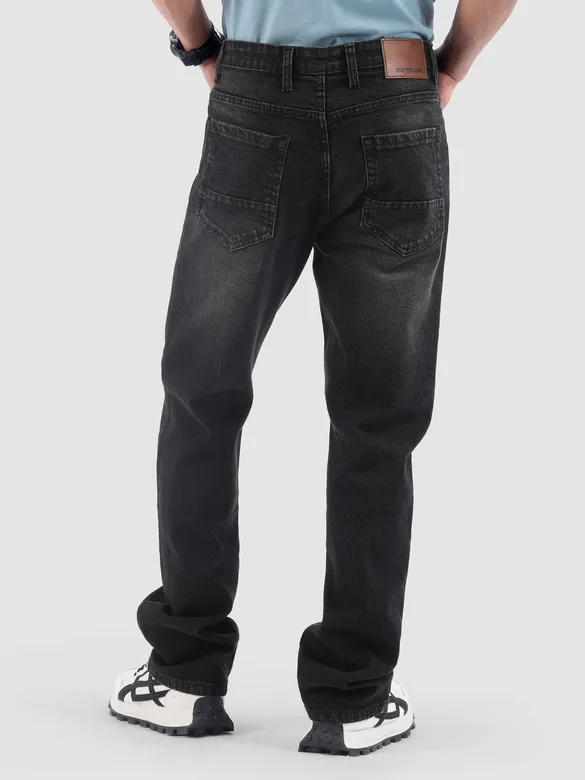 Black Spray Washed Regular Fit Jeans
