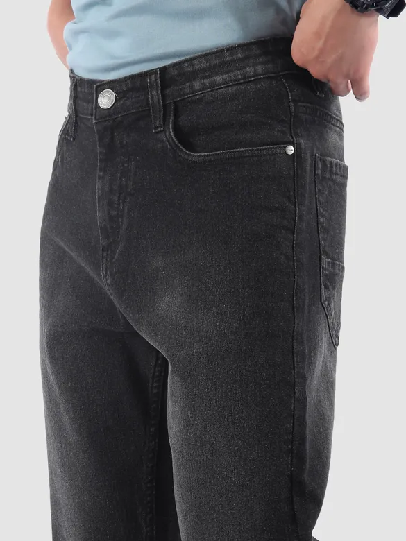 Black Spray Washed Regular Fit Jeans
