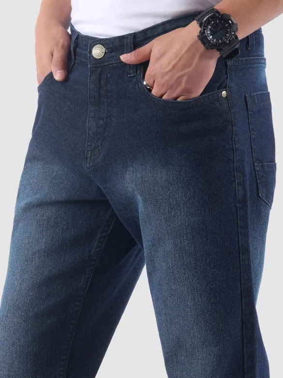 Dark Blue Spray Washed Regular Fit Jeans