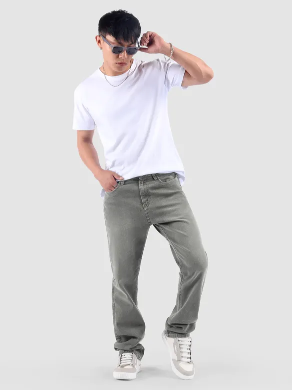 Light Grey Spray Washed Regular Fit Jeans