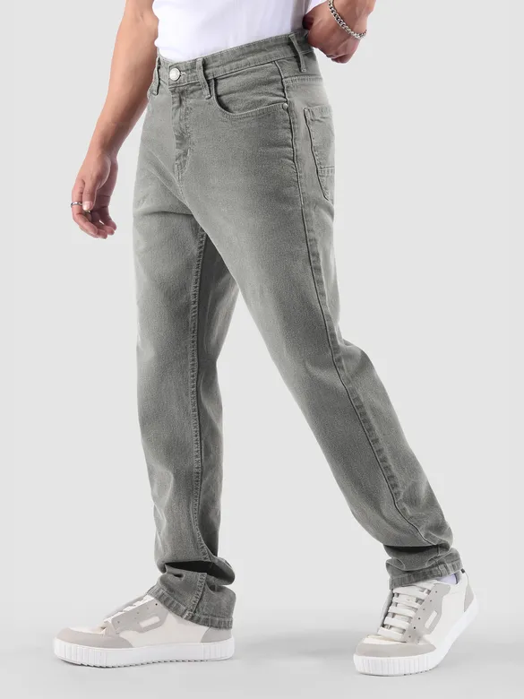 Light Grey Spray Washed Regular Fit Jeans