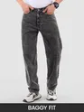 Black Cloud Wash Mid Rise Baggy Fit Jeans