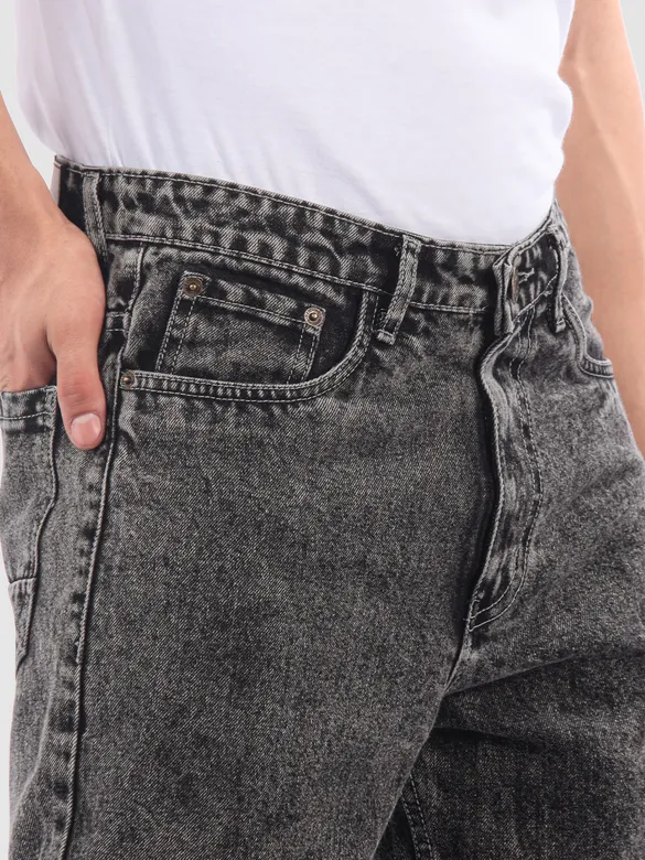 Black Cloud Wash Mid Rise Baggy Fit Jeans