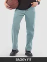 Green Tinted Baggy Fit Jeans