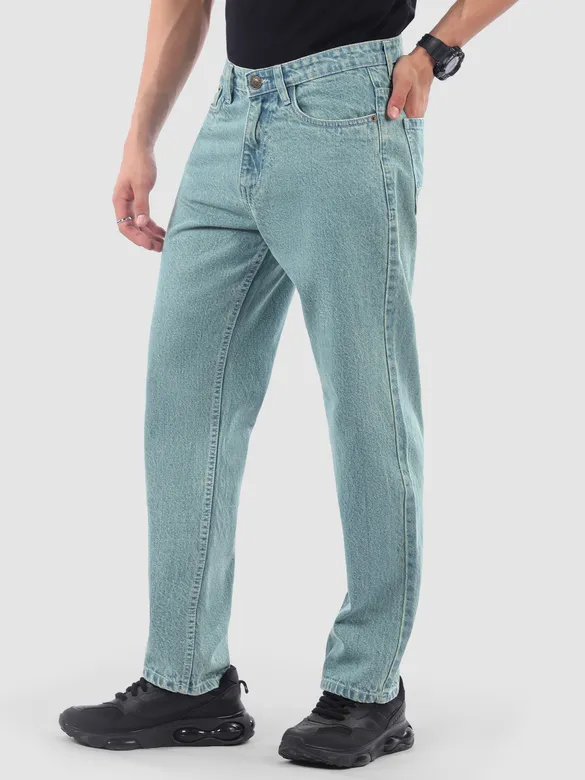Green Tinted Baggy Fit Jeans