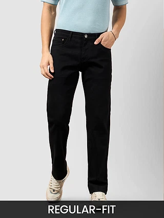 Black Regular Fit Jeans for Men