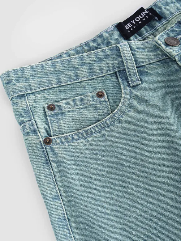 Green Tinted Baggy Fit Jeans