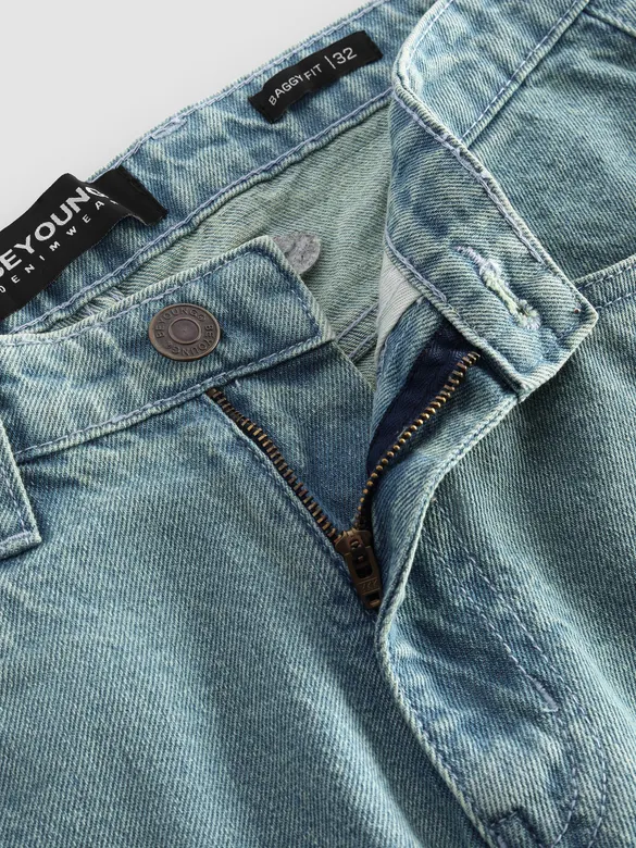 Green Tinted Baggy Fit Jeans