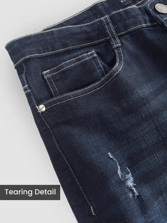 Indigo Blue Distressed Regular Fit Jeans