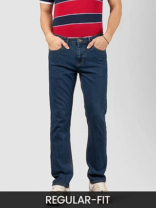 Blue Regular Fit Jeans for Men