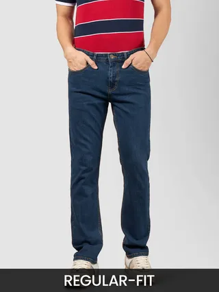 Blue Regular Fit Jeans for Men