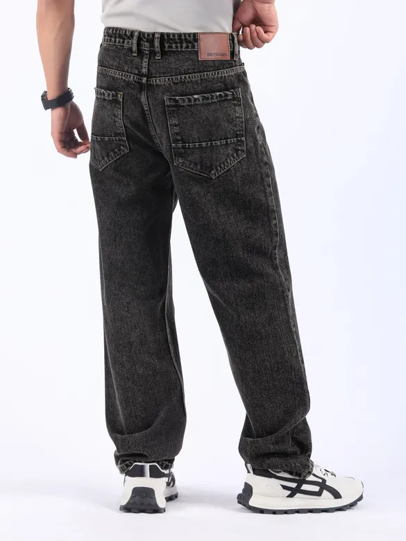 Grey Cloud Wash Baggy Fit Jeans