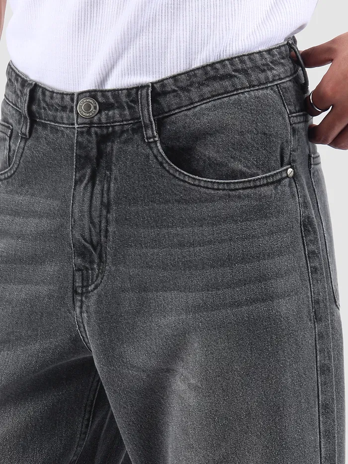 Grey Cut and Sew Baggy Fit Jeans