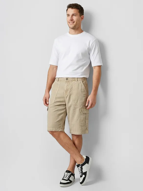 Beige Overdyed Jorts