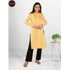 Yellow Striped Slit Shirt Kurti With Black Pant,