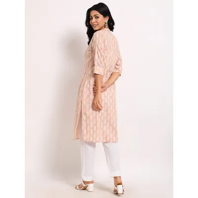 Sand Brown Floral Straight Kurta