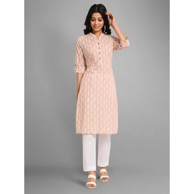 Sand Brown Floral Straight Kurta
