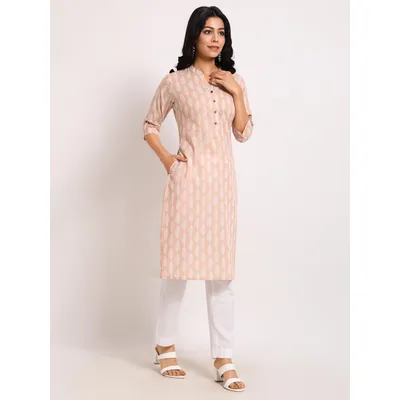 Sand Brown Floral Straight Kurta