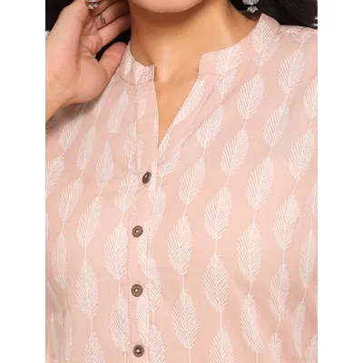 Sand Brown Floral Straight Kurta