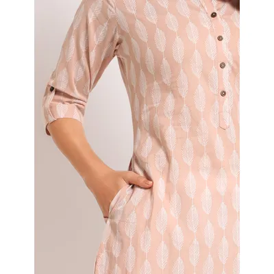 Sand Brown Floral Straight Kurta