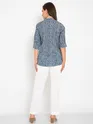 White And Blue Printed Short Kurti