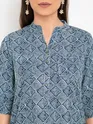 White And Blue Printed Short Kurti