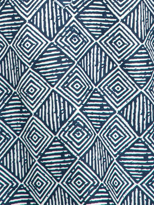 White And Blue Printed Short Kurti