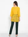 Yellow Block Printed Short Flare Kurti