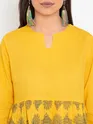Yellow Block Printed Short Flare Kurti