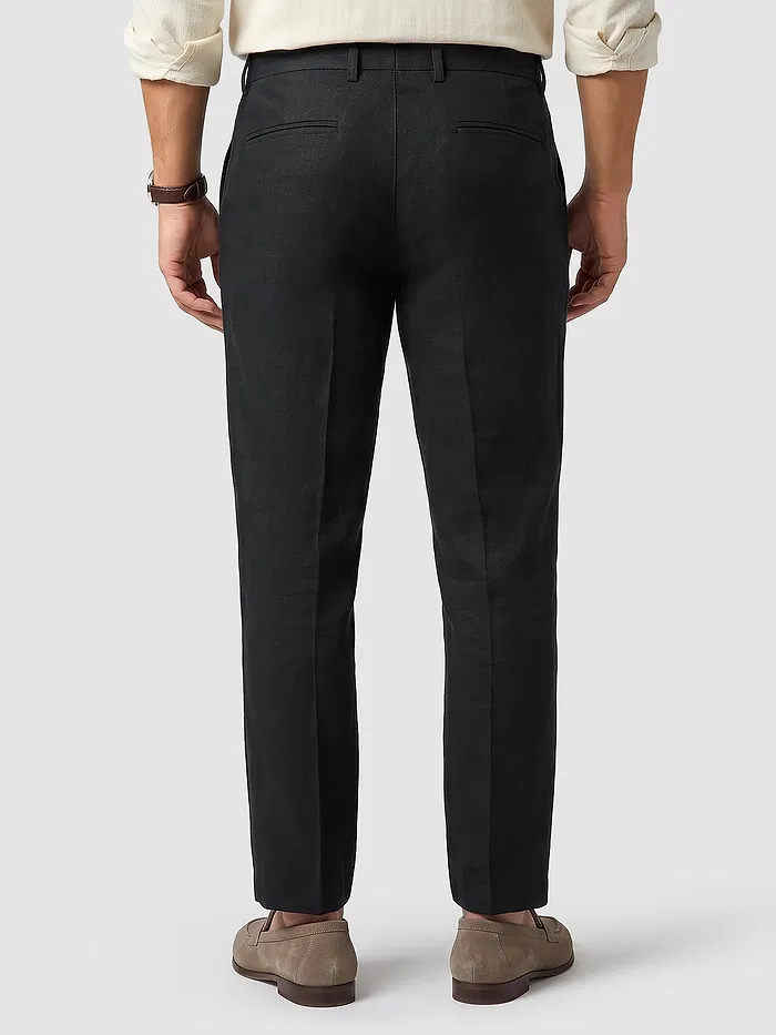 Black Textured Summer Pants