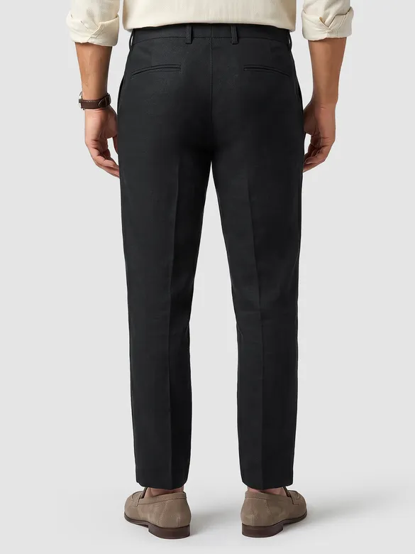 Black Textured Summer Pants